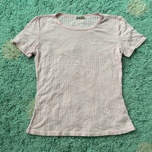 Free People Ribbed Baby Tee Top Shirt XS Pink Intimately Soft Fitted Light